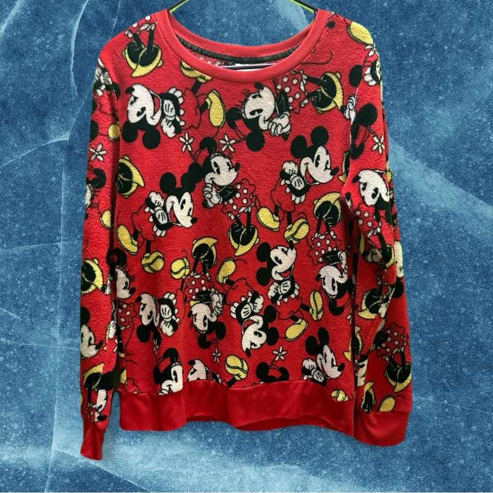 Disney Women's Red Minnie Mouse Patterned Sweater L